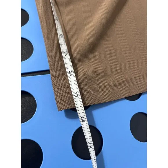 Athleta Skyline Plaid Pant II NEW Tie Waist Brown Work To Weekend Trouser 16